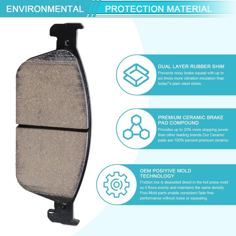 SUPLABEL HZ1668 Front Brake Pads Replacement for Ford 13-19 Escape 14-23 Transit Connect, 2014 2015 2016 2017 2018 2019 Ceramic Brakes Pads - Image 3